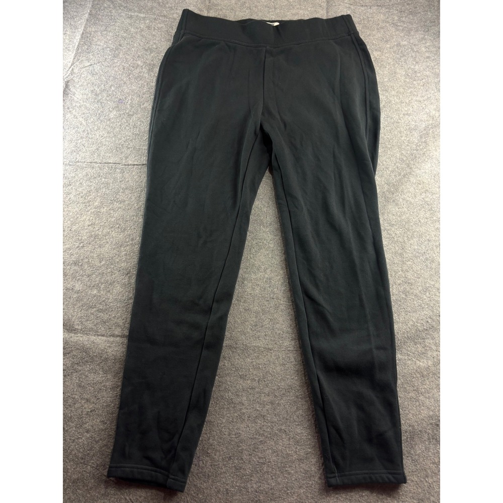 Lands End Serious Sweats Joggers Black Tapered Sweatpants XL Tall XLT Womens